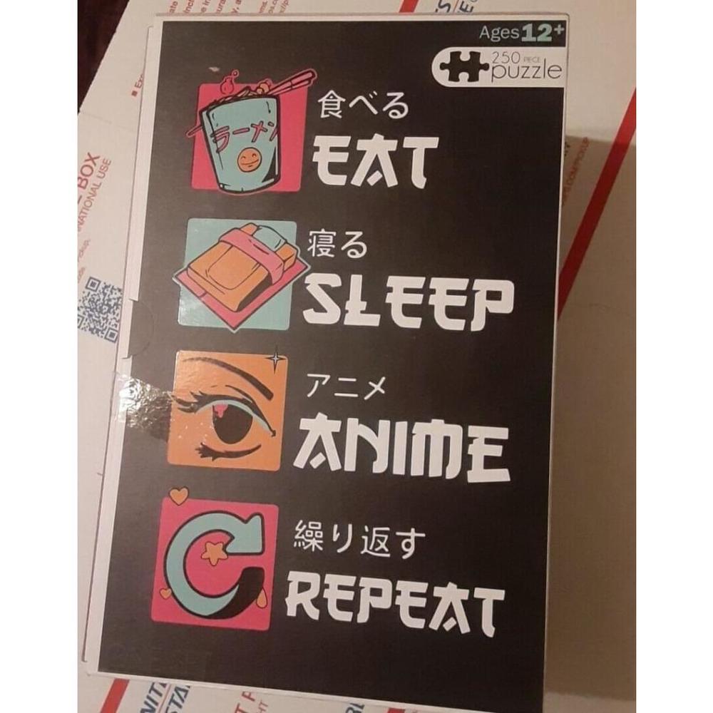 Eat, Sleep, Anime, Repeat 250 Piece Jigsaw Puzzle